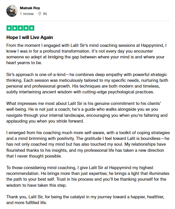 Mainak Roy Testimonial